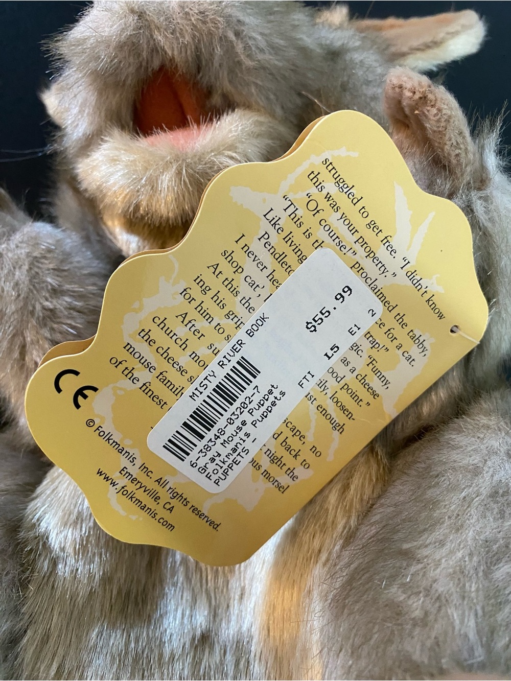 New Folkmanis Grey Mouse Puppet Plush Stuffed Animal Storytelling Animation - Picture 7 of 13